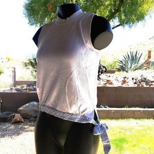 Very cute sleeveless top with blue gingham sash at bottom FREE with any listing